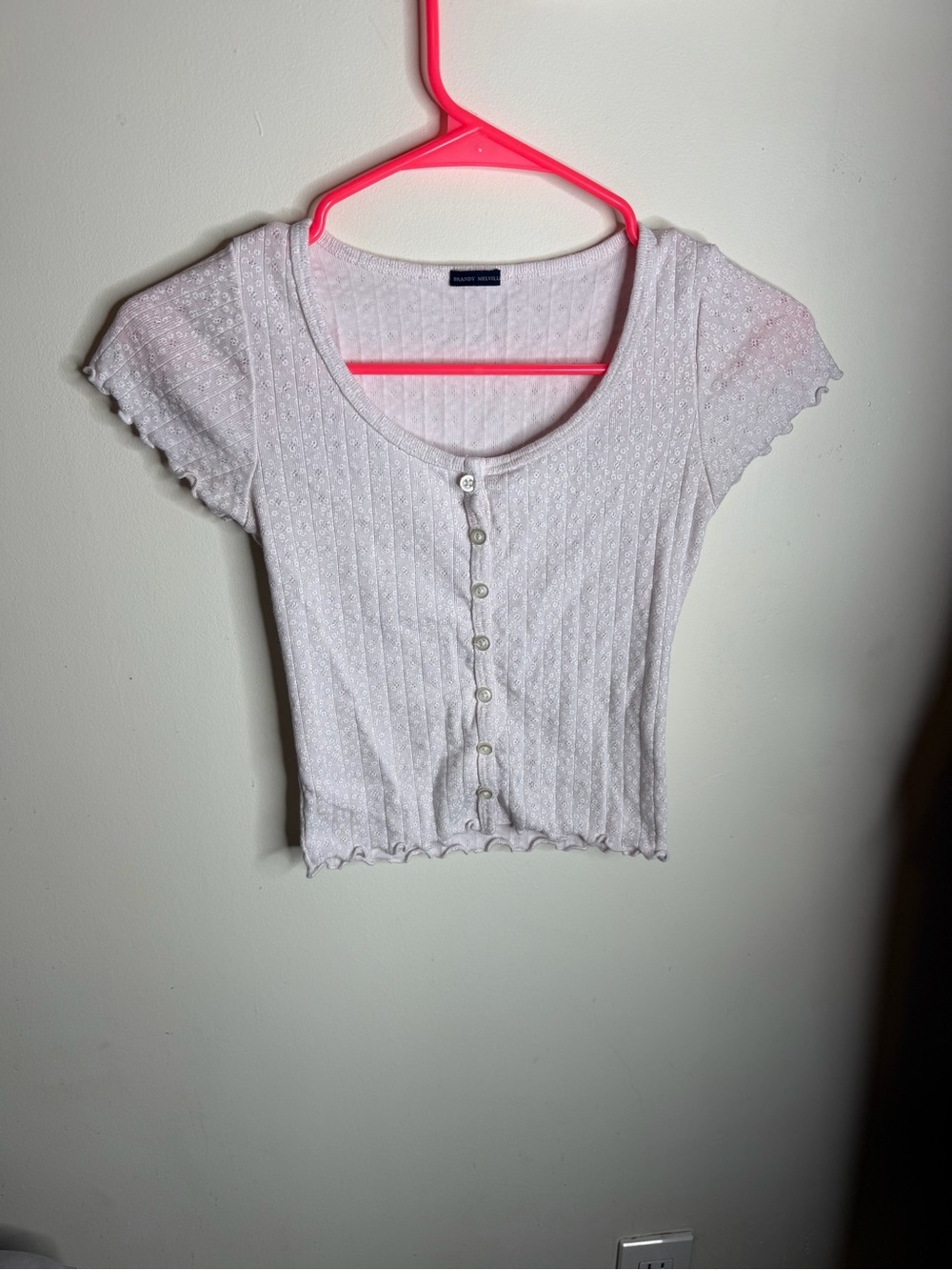 Brandy Melville Light Pink Button-Up Crop Top